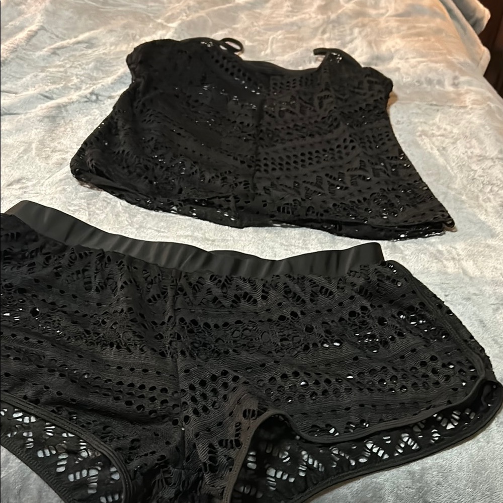 Black Crochet Coverup with Intricate Pattern